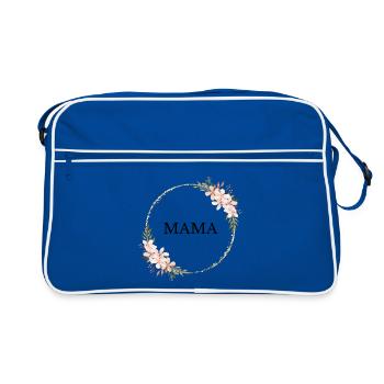 Anneau doré Cadre floral rose - Sac Retro - bleu/blanc - Devant