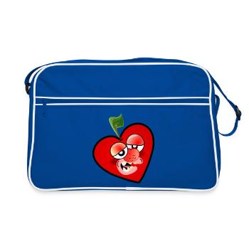 Kirsche Müde - Retro Tasche - Blau/Weiß - Vorne