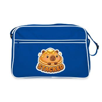 Cute Kawaii Capybara Stacked Pancakes - Retro Bag - blue/white - Front