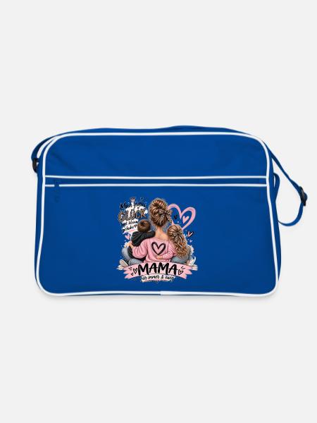 Mama Herzliebe für immer - Retro Tasche - Blau/Weiß