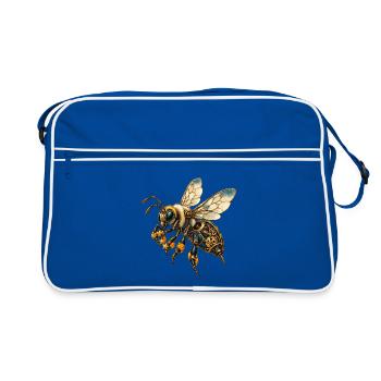 Mechanische Bestäuberin - Retro Tasche - Blau/Weiß - Vorne
