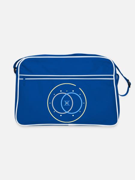 Zwillinge - der Flügelhauch - Retro Tasche - Blau/Weiß