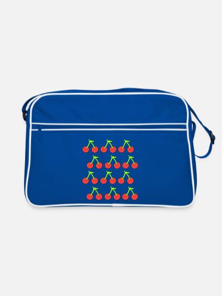 Niedliche Kirschgesichter - Retro Tasche - Blau/Weiß