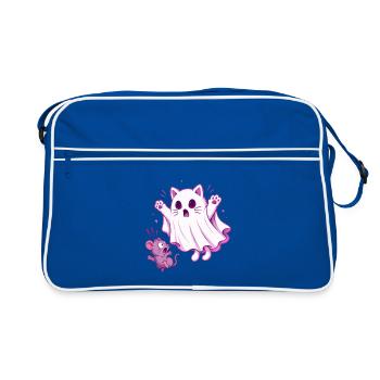 Spooky Kitty  - Retro Tasche - Blau/Weiß - Vorne
