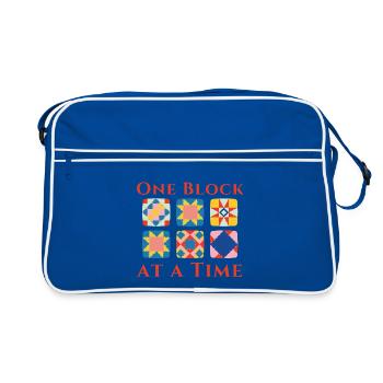 Ein Block nach dem anderen Patchwork - Retro Tasche - Blau/Weiß - Vorne