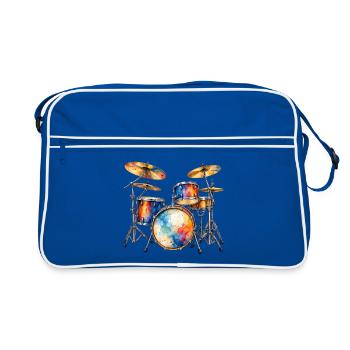 Farbexplosion Schlagzeug-Set - Retro Tasche - Blau/Weiß - Vorne