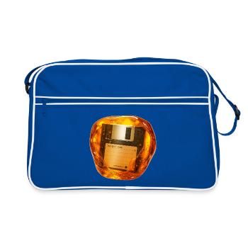 Diskette in Bernstein versenkt - Retro Tasche - Blau/Weiß - Vorne