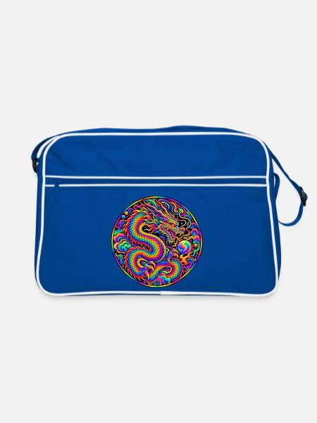 Drache - Retro Tasche - Blau/Weiß