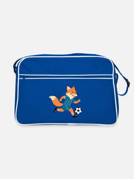 Football Fox Verspieltes Design - Retro Tasche - Blau/Weiß