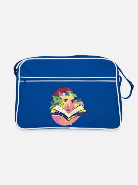 Abstraktes Buch Lesen & Lernen Kunst Design - Retro Tasche - Blau/Weiß