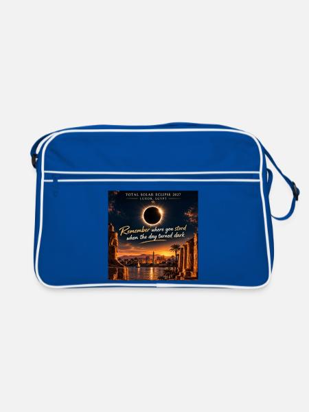 Solar Eclipse Luxor 2027 - Retro Tasche - Blau/Weiß
