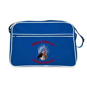 Krallo Kreisch™  Meine Nerven stehen blank! - Retro Tasche - Blau/Weiß - Vorne