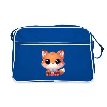 Kawaii Chibi Fuchs - Retro Tasche - Blau/Weiß - Vorne