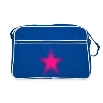 Pinke Sternen-Dot Halftone - Retro Tasche - Blau/Weiß - Vorne