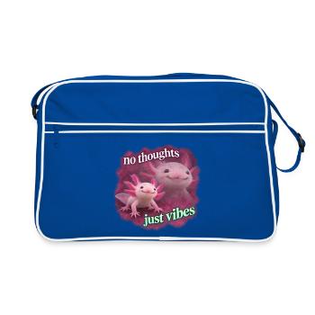 No thoughts just vibes Axolotl - Retro Tasche - Blau/Weiß - Vorne