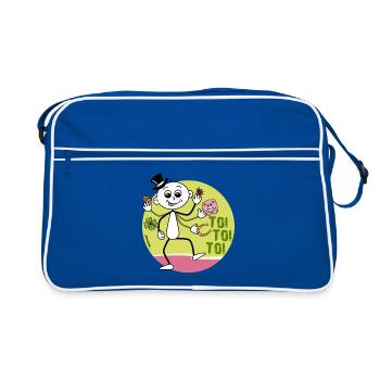 Toi Toi Toi - Strichel Glücksbringer - Retro Tasche - Blau/Weiß - Vorne
