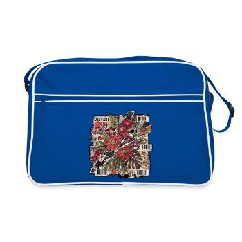 Sticker Collage Dschungelblüte - Retro Tasche - Blau/Weiß - Vorne