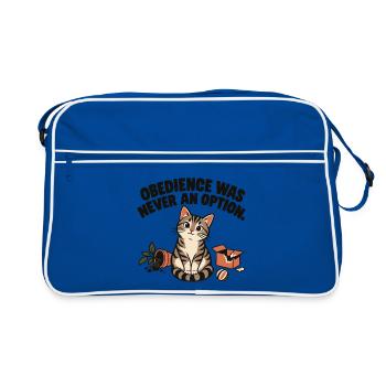 Freche Katze – Obedience Was Never an Option - Retro Tasche - Blau/Weiß - Vorne