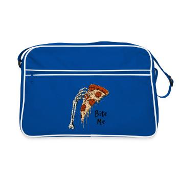 Knochenhand Pizza Bite Me - Retro Tasche - Blau/Weiß - Vorne