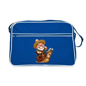 Weihnachtsfest auf der Schnecke - Retro Tasche - Blau/Weiß - Vorne