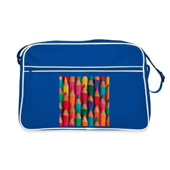 Mehrfarbige Bleistiftpalette - Retro Tasche - Blau/Weiß - Vorne