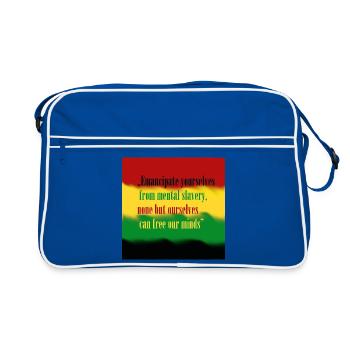 Liebe und Frieden - Retro Tasche - Blau/Weiß - Vorne