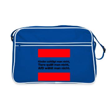 AFD WÄHLT MAN NICHT, KINDER UND TIERE, NO NZS - Retro Tasche - Blau/Weiß - Vorne