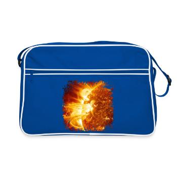 Sonnen-Protuberanzen-Kunst - Retro Tasche - Blau/Weiß - Vorne