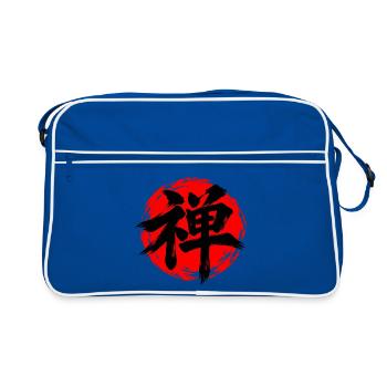 KANJI-RESONANZ | Zen — Innere Stille - Retro Tasche - Blau/Weiß - Vorne