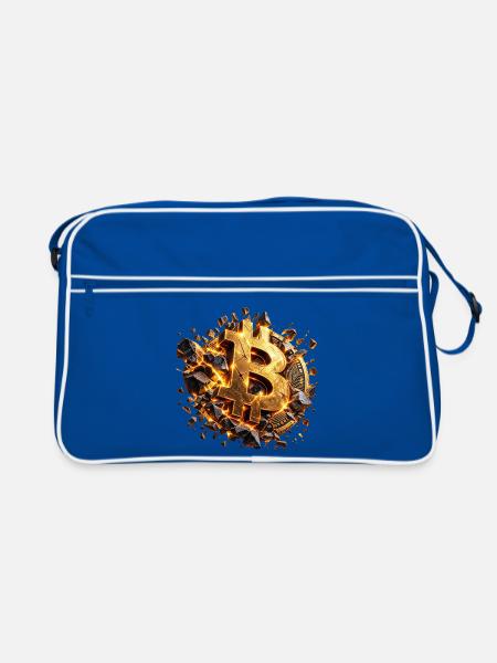 Bitcoin Unbreakable - Retro Tasche - Blau/Weiß