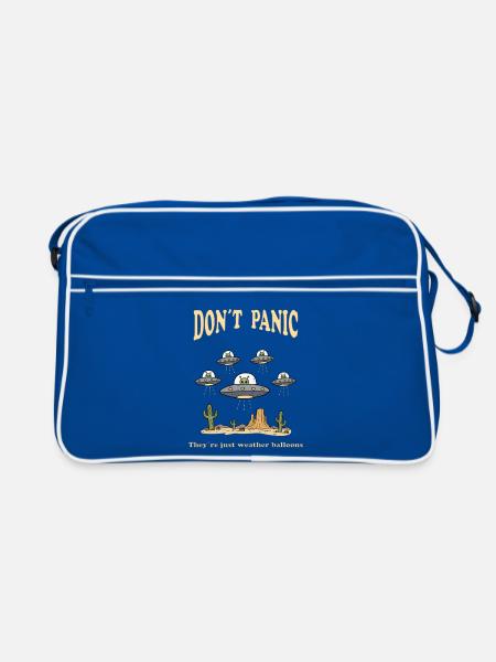 Dont Panic Theyre Just Weather Balloons - Retro Tasche - Blau/Weiß