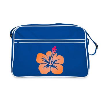 Tropische Blumen - Retro Tasche - Blau/Weiß - Vorne