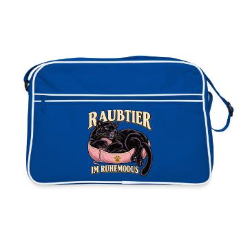 Raubtier im Ruhemodus - Retro Tasche - Blau/Weiß - Vorne