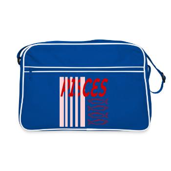 Sternzeichen Geburtstag Fische - Retro Tasche - Blau/Weiß - Vorne