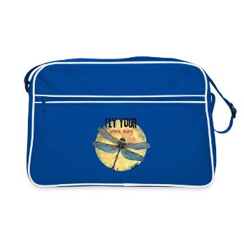 Flieg deinen eigenen Weg, Dragonfly Circle - Retro Tasche - Blau/Weiß - Vorne