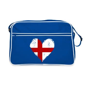 England Herzflagge Grunge - Retro Tasche - Blau/Weiß - Vorne