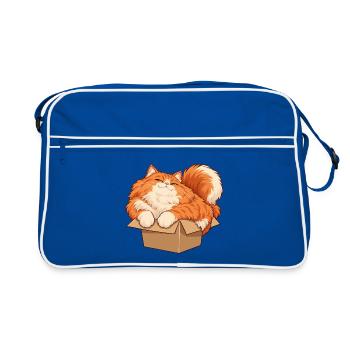 Katze im kleinen Karton - Retro Tasche - Blau/Weiß - Vorne