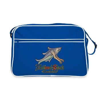 Mittelalterlicher Hai (Ceruleum) - Retro Tasche - Blau/Weiß - Vorne