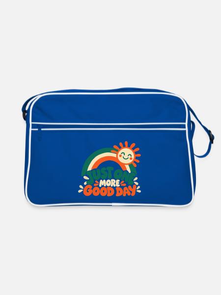 Retro Regenbogen – Just One More Good Day Kinder D - Retro Tasche - Blau/Weiß