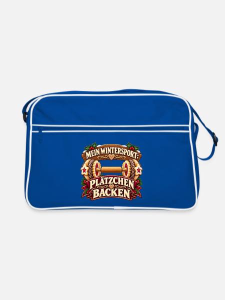 Mein Wintersport: Plätzchen backen - Retro Tasche - Blau/Weiß