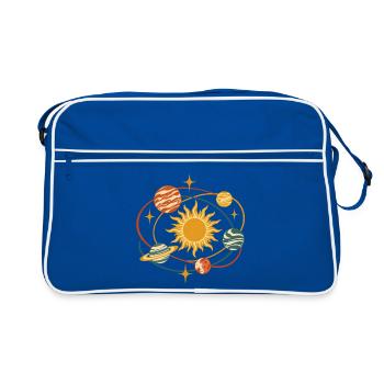 Sonnenkreis und Planetenring - Retro Tasche - Blau/Weiß - Vorne