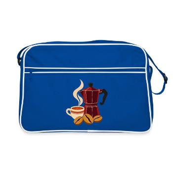 Mokkazauber Kaffee-Set - Retro Tasche - Blau/Weiß - Vorne