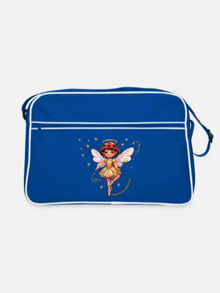 Goldene Glückszauberfee mit Sternenstaub - Retro Tasche - Blau/Weiß