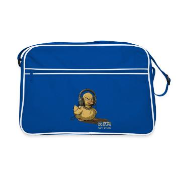 Punk-Ente mit Kopfhörern – No Future - Retro Tasche - Blau/Weiß - Vorne