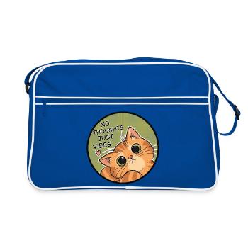 Keine Gedanken, nur Vibes Katzenrunde. - Retro Tasche - Blau/Weiß - Vorne