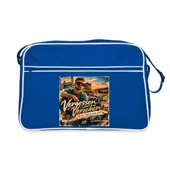 Vergessen Verzeihen – SATO | Retro Design - Retro Tasche - Blau/Weiß - Vorne