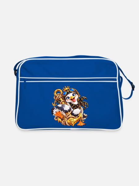 Königliche Möwe Nautik‑Schmuck - Retro Tasche - Blau/Weiß