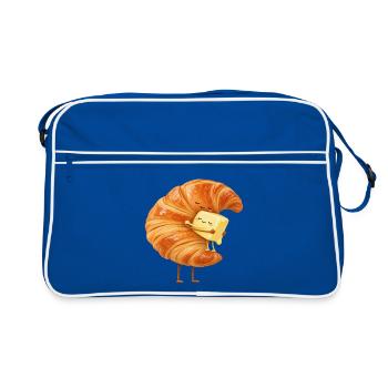 KuschelCroissant Butterfreund - Retro Tasche - Blau/Weiß - Vorne