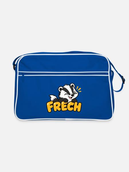 Freches Stinktier – Lustiges Cartoon Kinder Motiv - Retro Tasche - Blau/Weiß