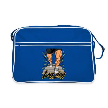 Fitness Herren Outfit - Leg day - Retro Tasche - Blau/Weiß - Vorne